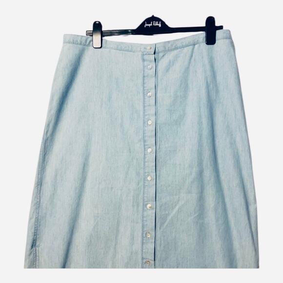 Vintage Jones New York Chambray Denim Midi Skirt 16 100% Cotton Light Wash - Picture 4 of 8